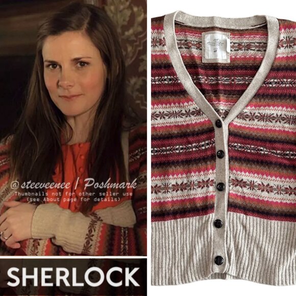 H&M L.O.G.G. Striped Fairisle Cardigan ASO Molly Hooper Sherlock - Picture 1 of 8